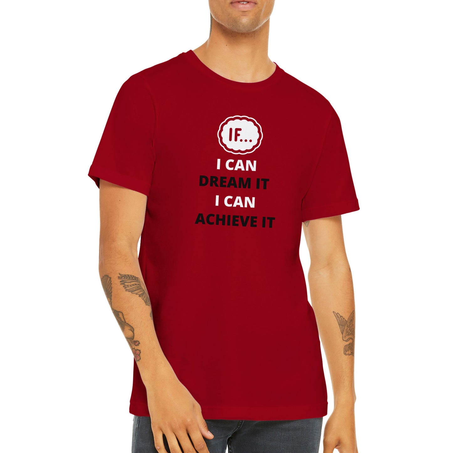 Motivational Tee, "If I Can Dream It, I Can Achieve It" - Inspirational Red T-shirt for men