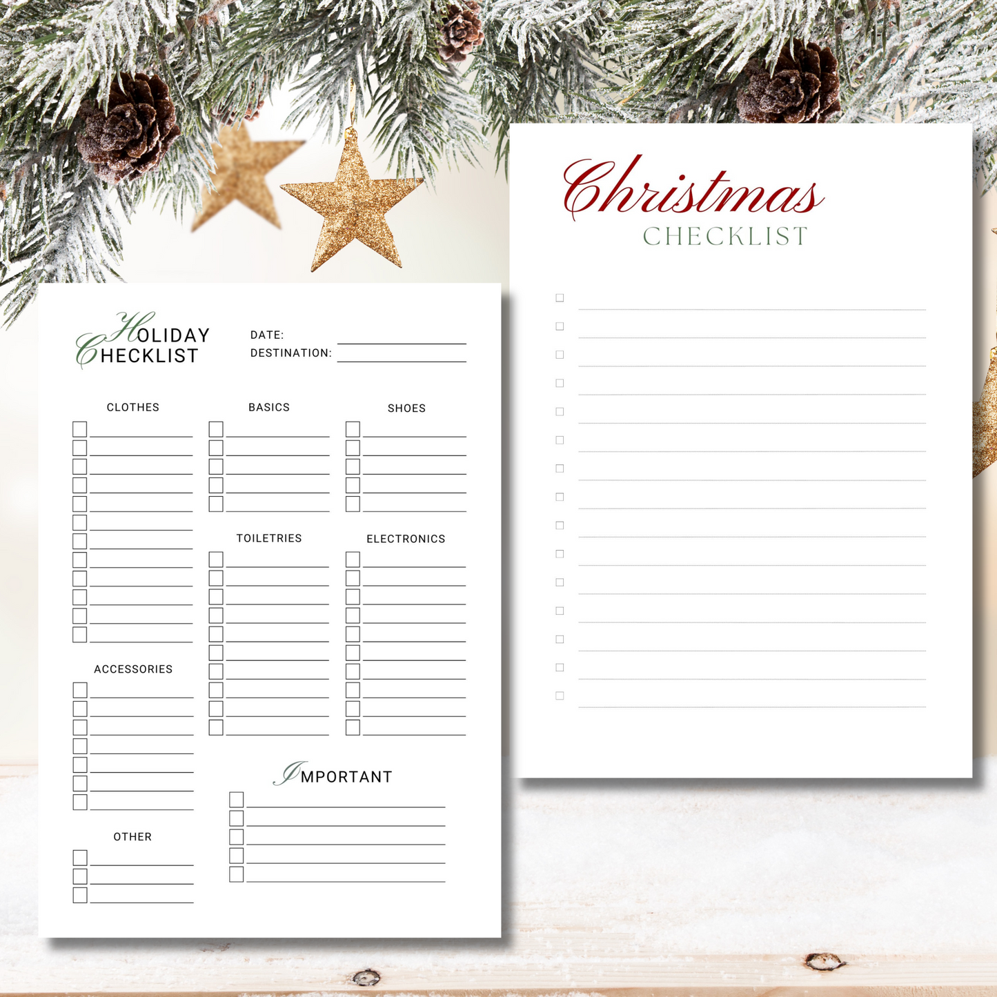 Minimalist Christmas Checklist, Christmas Preparation Template, Organiser, Digital Download