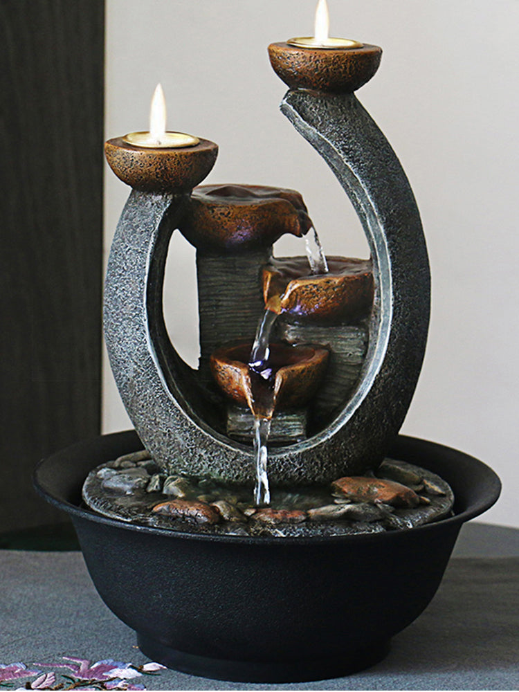Simple Desktop Candle Water Fountain Decoration Office Home Living Room