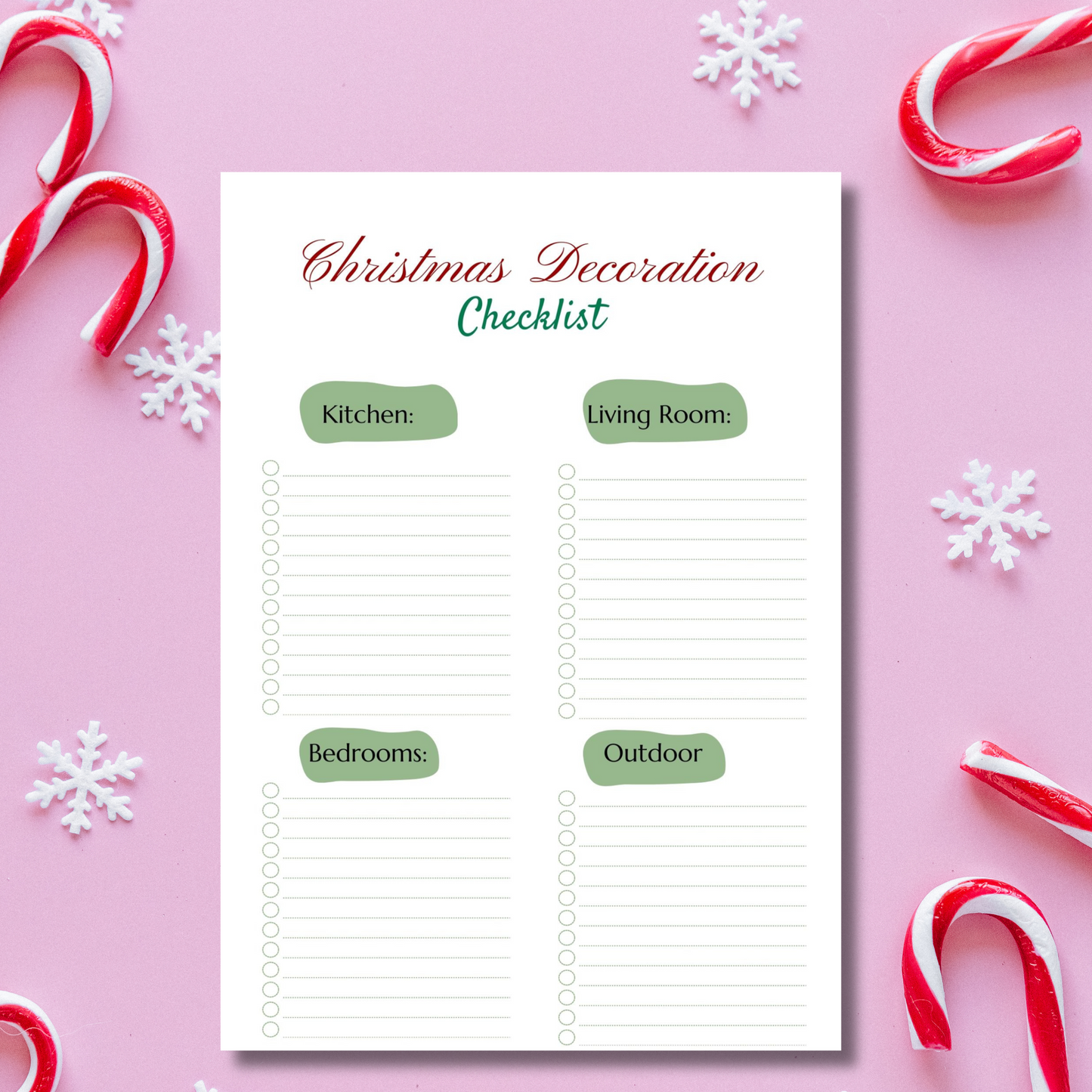 Minimalist Christmas Checklist, Christmas Preparation Template, Organiser, Digital Download