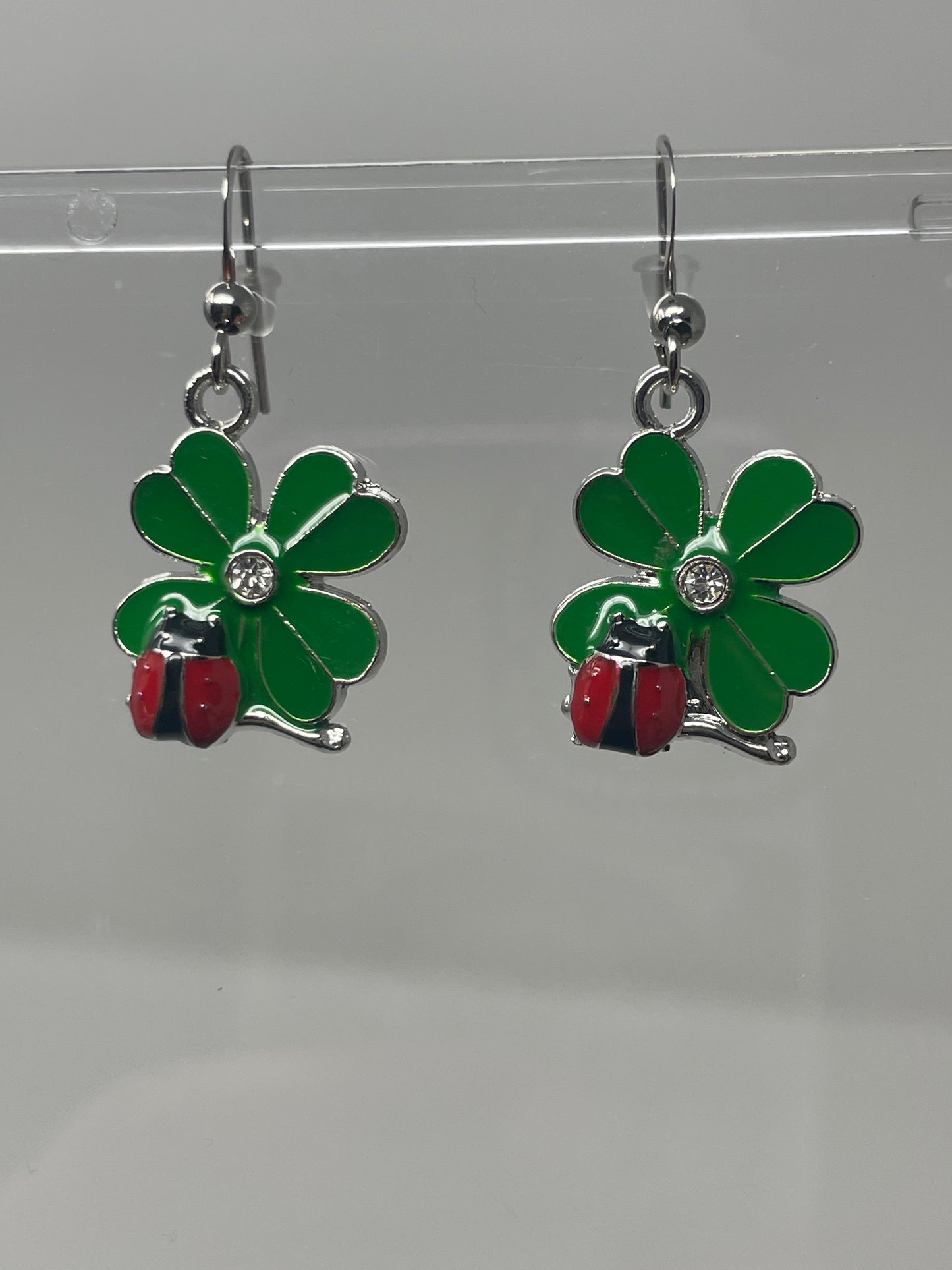 Emerald Clover Leaf Necklace Set, Lucky Pendant, Good Luck Jewellery