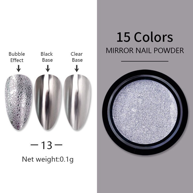 Mirror Nail Art Pigment Powder Nail Glitters Metallic Color Nail Art UV Gel Polishing Rose Gold Silver Decoration