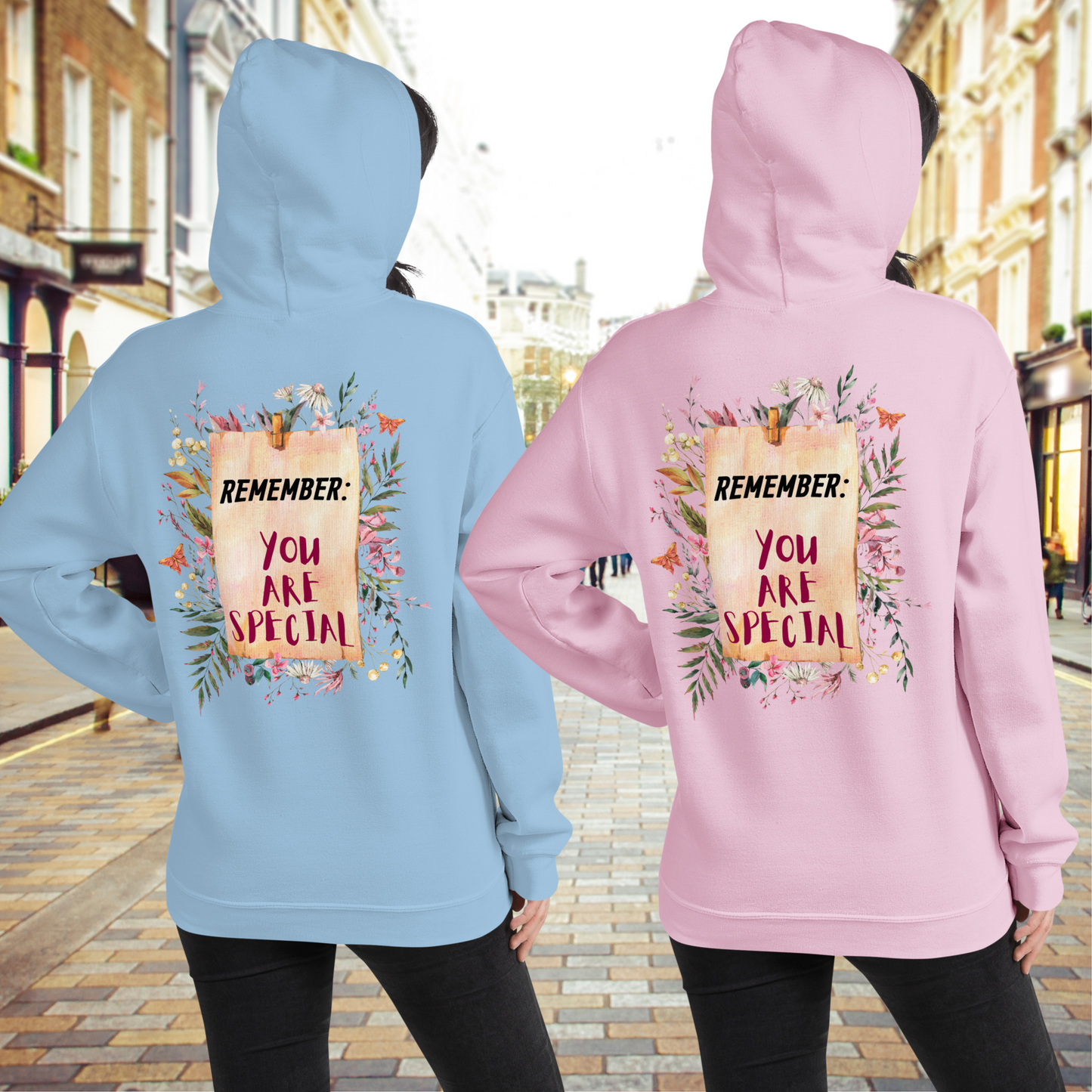 Botanical Floral Women Hoodie: Remember, You Are Special, Gift for Her, Back Print