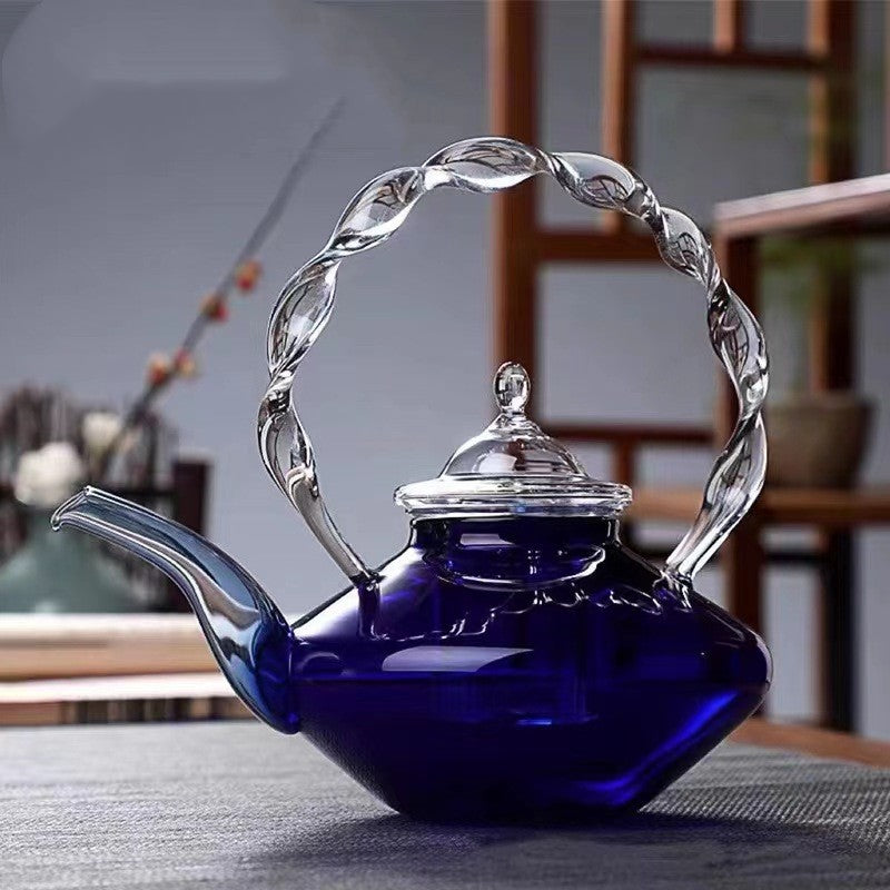 High Borosilicate Glass Twist Pattern Teapot