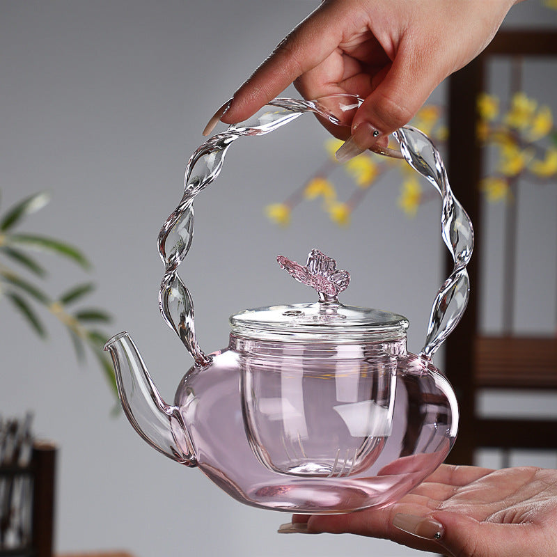 High Borosilicate Glass Twist Pattern Teapot