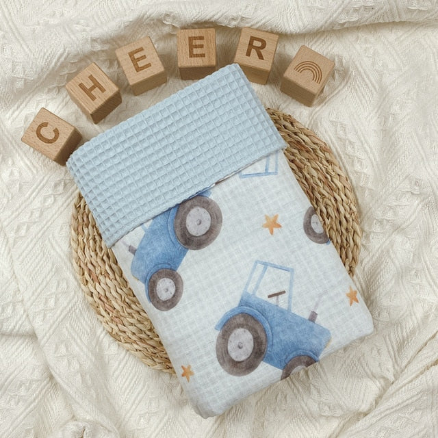 Cute Cotton Waffle Baby Swaddle Blanket, Baby Shower Gift