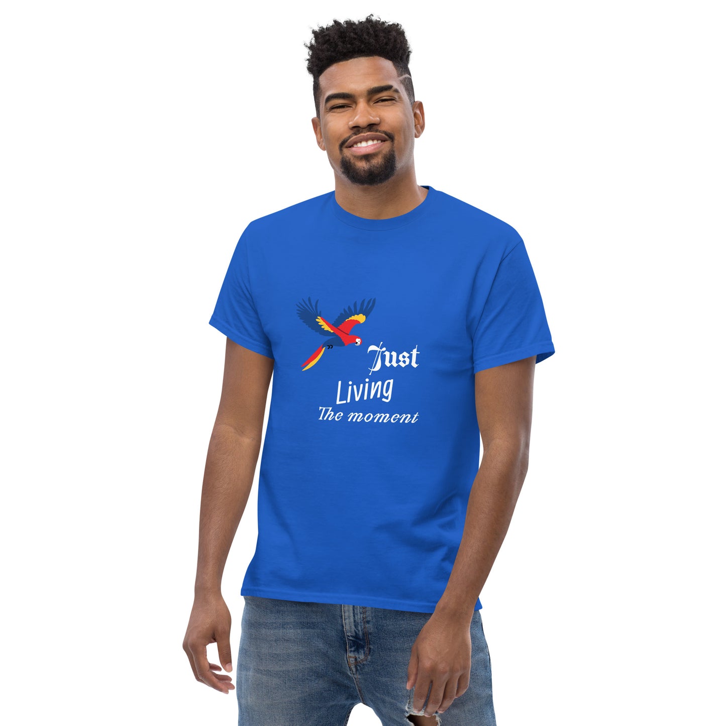 Inspirational Men's Tee, "Just Living The Moment", Fashion With Meaning