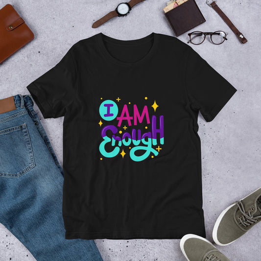 Mental Health Motivational Unisex T-shirt, Positive Quote, Front I Am Enough and  Back You Are Enough, Gift Idea, Graphic Tee