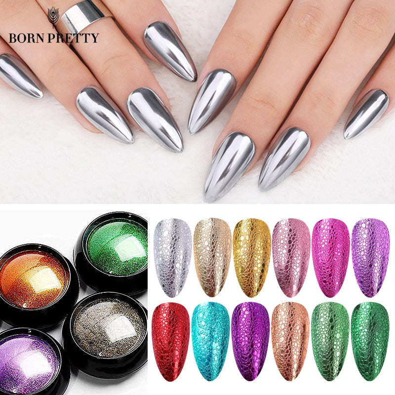 Mirror Nail Art Pigment Powder Nail Glitters Metallic Color Nail Art UV Gel Polishing Rose Gold Silver Decoration