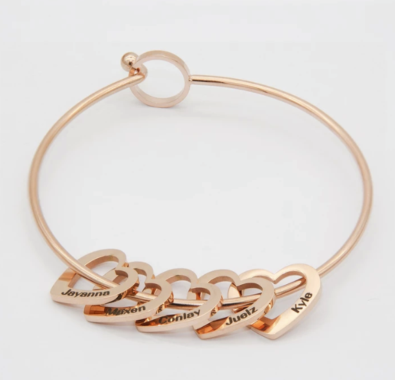 ''Carry me with you'' Love Bracelet Peach Heart -Customizable Titanium Steel Heart Bracelet