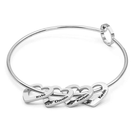 ''Carry me with you'' Love Bracelet Peach Heart -Customizable Titanium Steel Heart Bracelet