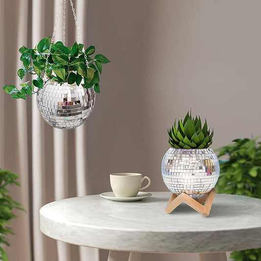 Disco Ball Flower Hanging Vase - Home Decor