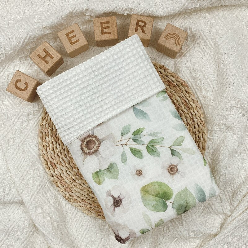 Cute Cotton Waffle Baby Swaddle Blanket, Baby Shower Gift